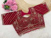 Red Sequin Embroidered Designer Blouse