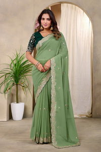 Sage Green Georgette Saree