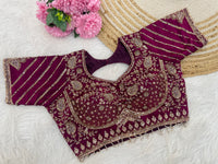 Metallic Wine (Maroon) Sequin Embroidered Designer Blouse