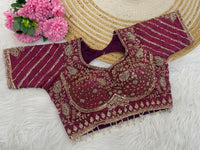 Metallic Cherry Sequin Embroidered Designer Blouse